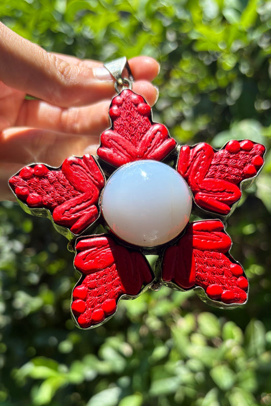 Carved Coral Frogs + Agate