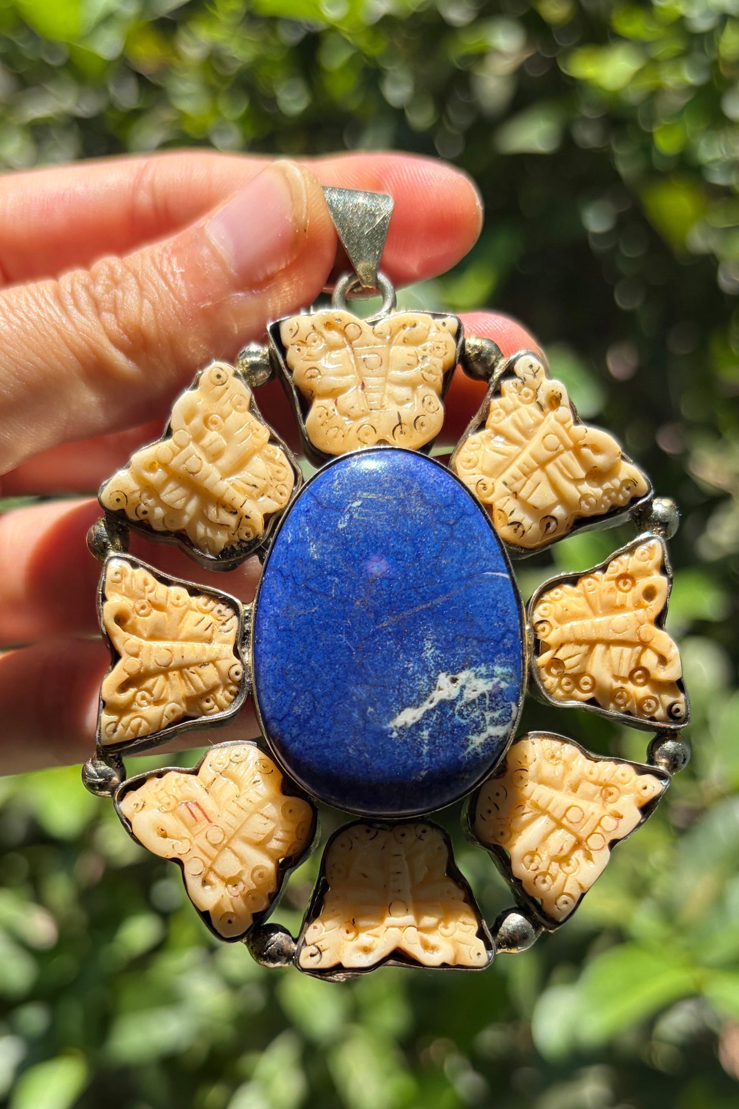 Carved Bone Butterflies + Lapis