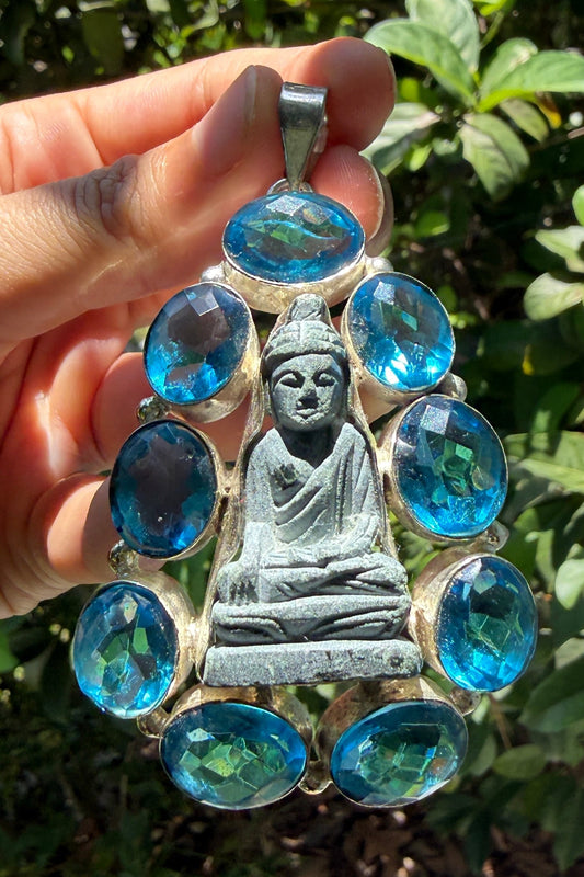 Blue Glass Crystal Buddha